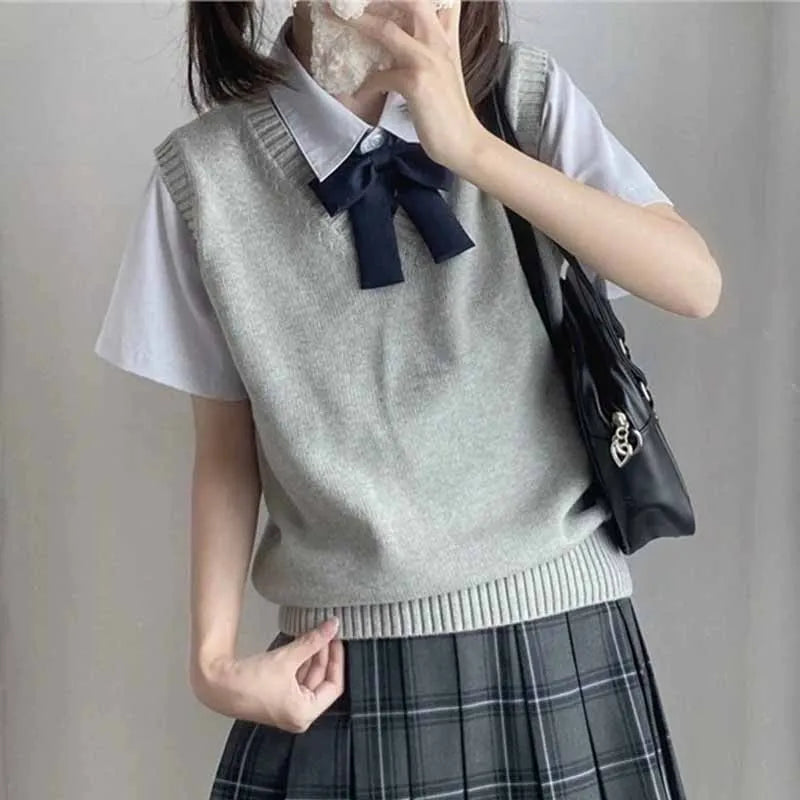 Damen Strickweste V-Ausschnitt Ärmelloser Pullover Pullunder