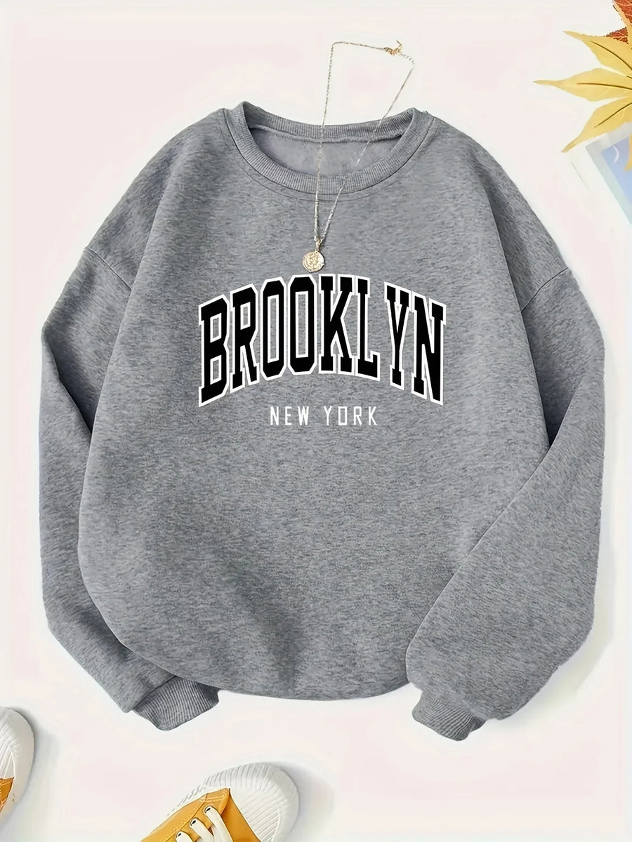Unisex sweatshirt Brooklyn New York met ronde hals, grijs