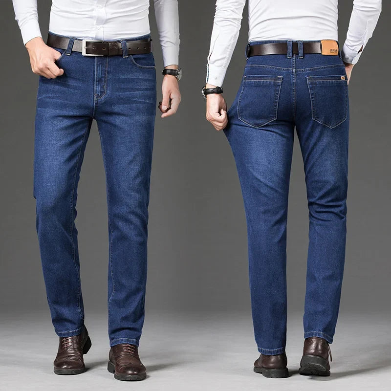 Herenjeans met klassieke pasvorm blauw zwart