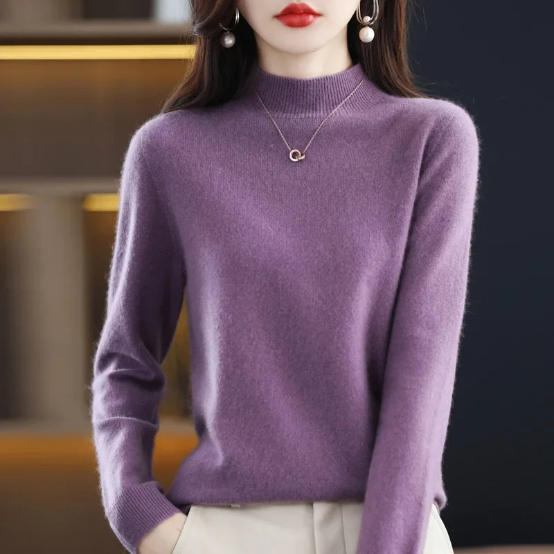 Damen Pullover mit Stehkragen Langarm