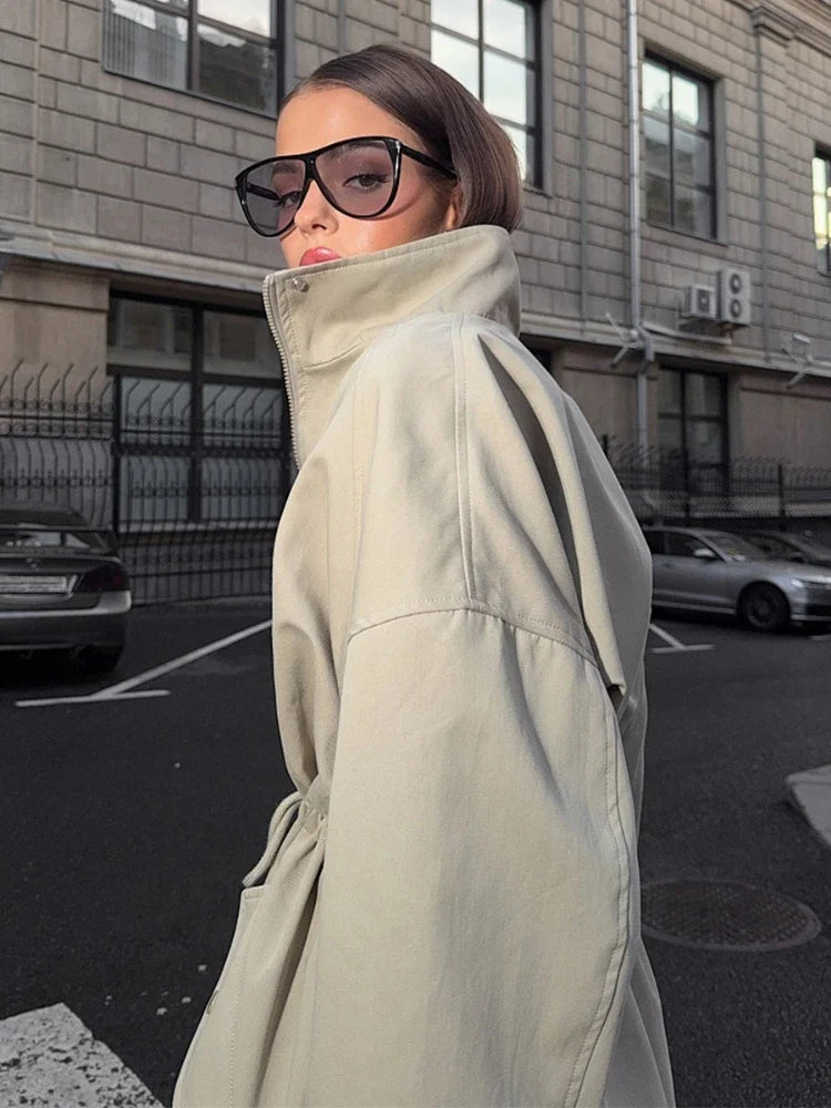 Damen Jacke mit Stehkragen & Tunnelzug Taille