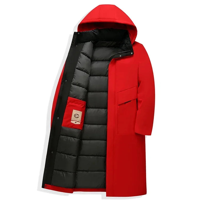 Langer warmer Winterparka mit Kapuze und gepolstertem Futter
