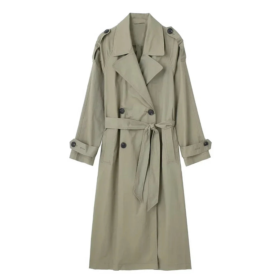 Damen Trenchcoat mit Bindegürtel und Reverskragen