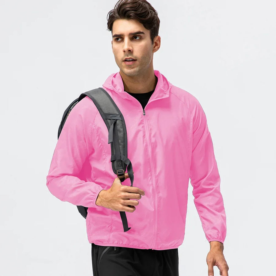 Leichte Kapuzenjacke Windbreaker Faltbar mit Reißverschluss Sportlich Unisex