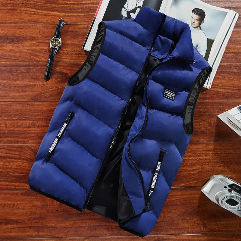 Herren Steppweste mit Stehkragen - Gesteppte Winter Weste mit Reißverschluss & Taschen