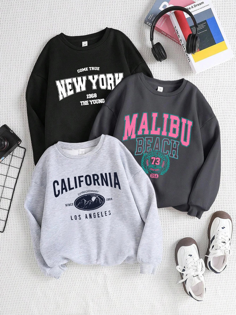 Unisex sweatshirt met lange mouwen, ronde hals en logo-opdruk, casual top