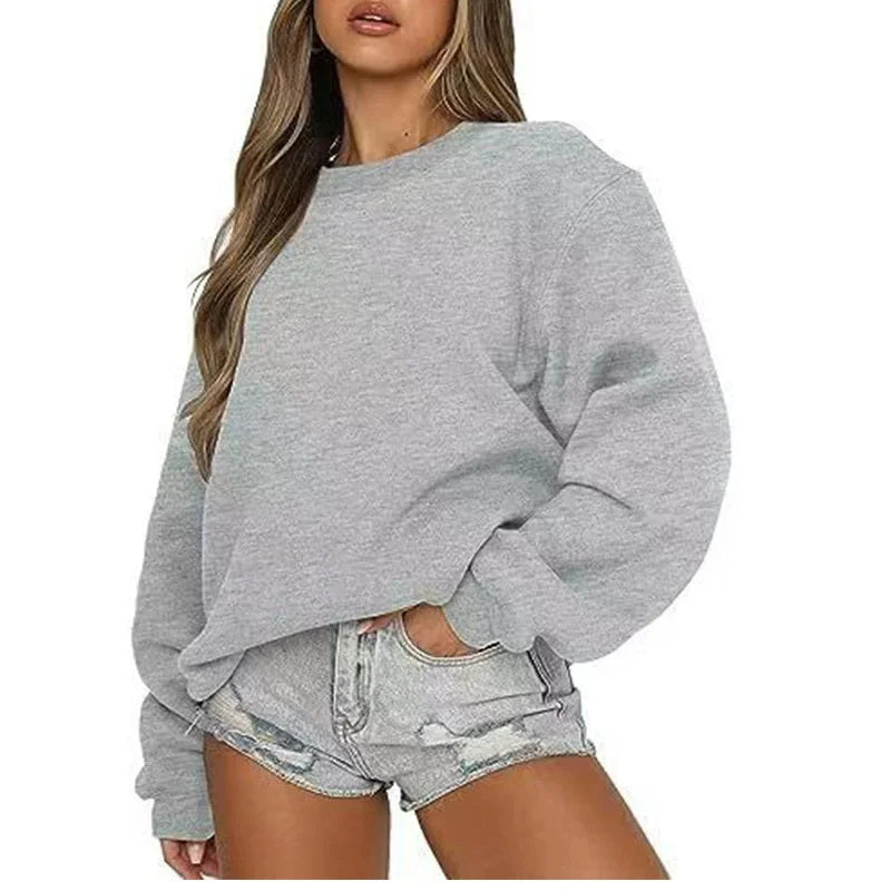 Oversized damessweatshirt met ronde hals en lange mouwen, casual trui