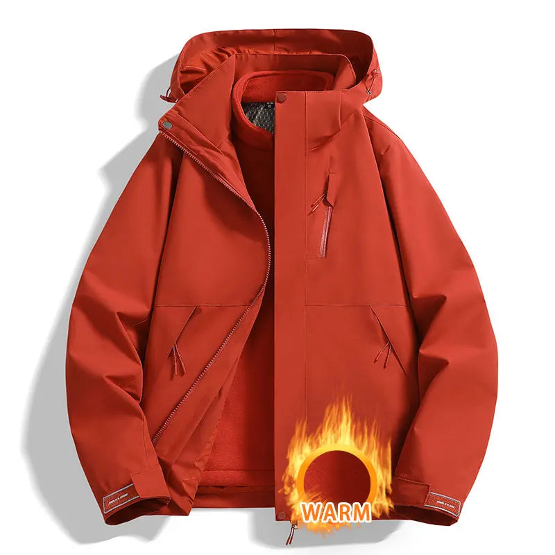 3-in-1 Jacke Unisex Wasserdicht Winddicht Winterjacke mit Fleece-Innenfutter Kapuze