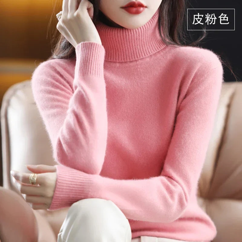 Damen Rollkragenpullover Langarm Strickpullover Weiches Material