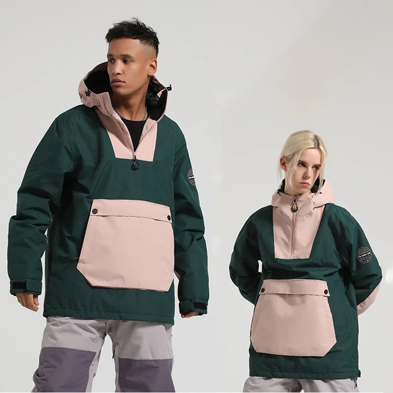 Unisex Anorak Jacke mit Kapuze & Kängurutasche – Wasserdicht aus Synthetik