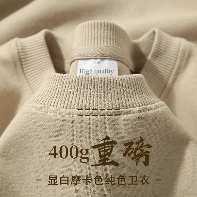 Unisex sweater met lange mouwen en ronde hals, gevoerd met fleece
