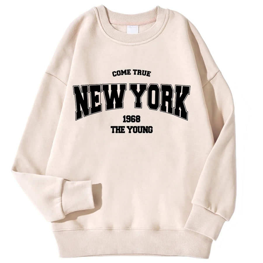 Unisex sweatshirt met lange mouwen, ronde hals en logo-opdruk, casual top