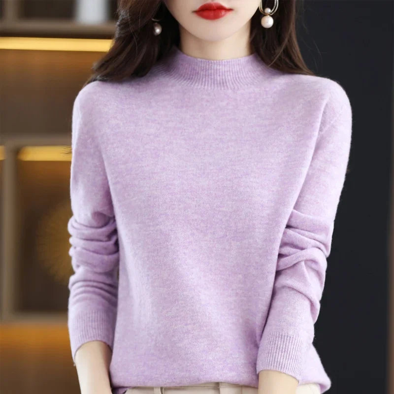 Damen Pullover mit Stehkragen Langarm