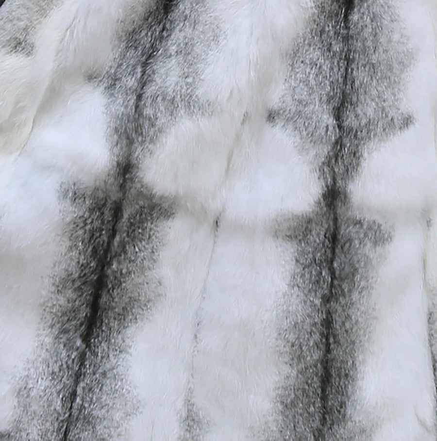 Damen Langer Mantel mit Kapuze, Pelzbesatz und Bindegürtel – Winter Parka