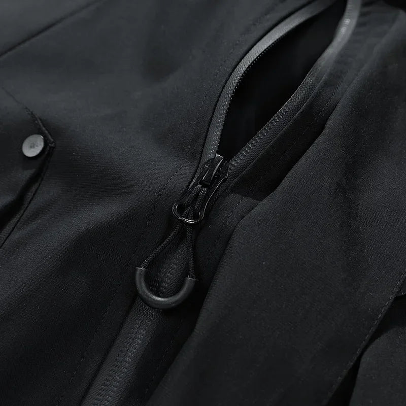 Unisex Kapuzenjacke Freizeitjacke mit Reißverschlusstaschen Schwarz