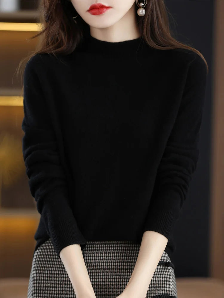 Damen Pullover mit Stehkragen Langarm