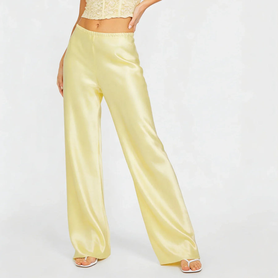 Dames satijnen palazzo-broek met elegante wijde pijpen