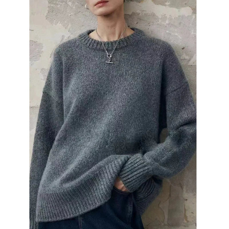 Unisex trui met ronde hals, zacht gebreid materiaal, oversized pasvorm