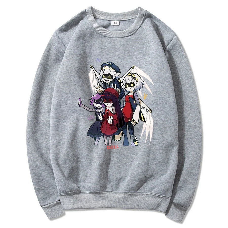 Unisexhoodie met kangoeroezak en anime-opdruk