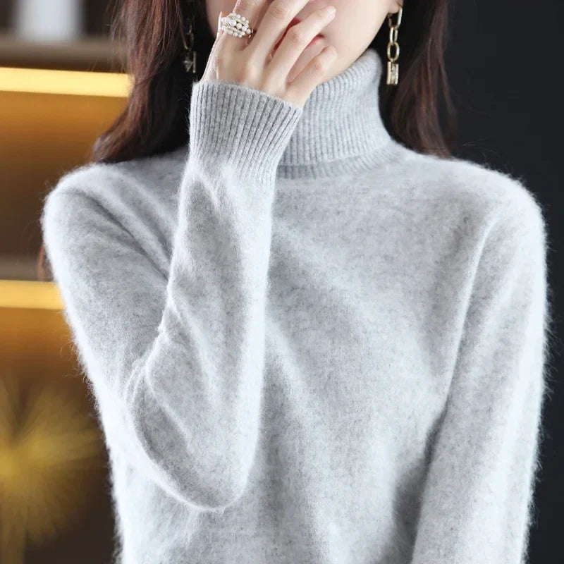 Damen Rollkragenpullover Langarm Strickpullover Weiches Material