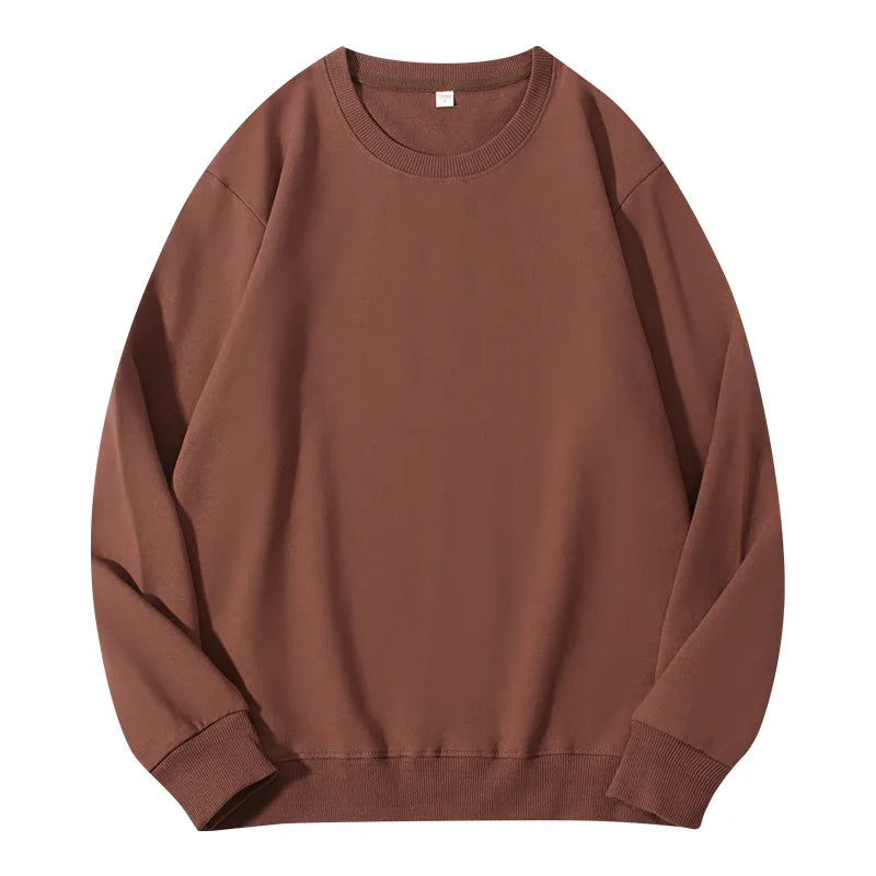 Unisex basic sweatshirt met ronde hals, lange mouwen, effen, geribde boorden, casual trui