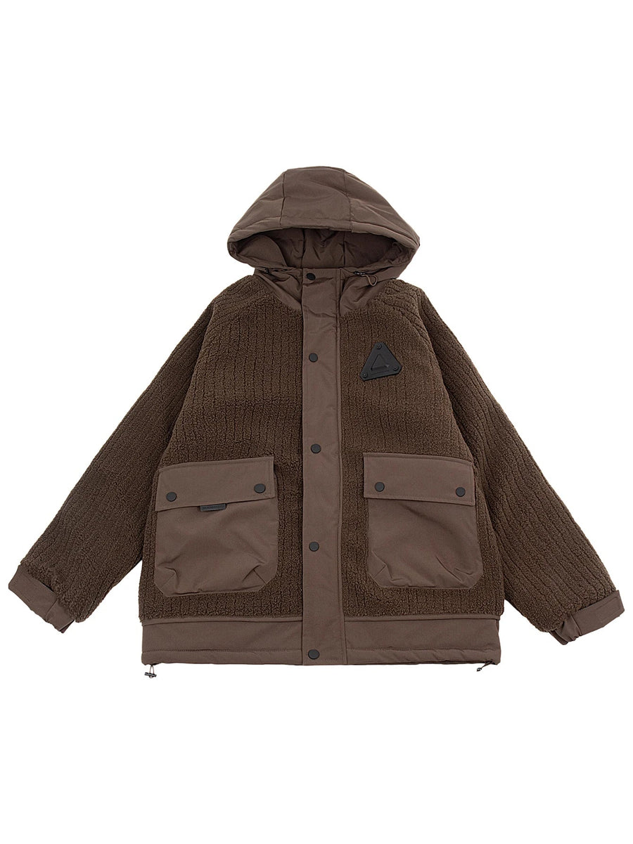 Unisex Kapuzenjacke Teddyfleece Warm Taschendetails