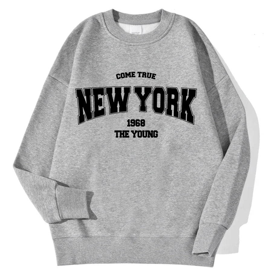Unisex sweatshirt met lange mouwen, ronde hals en logo-opdruk, casual top