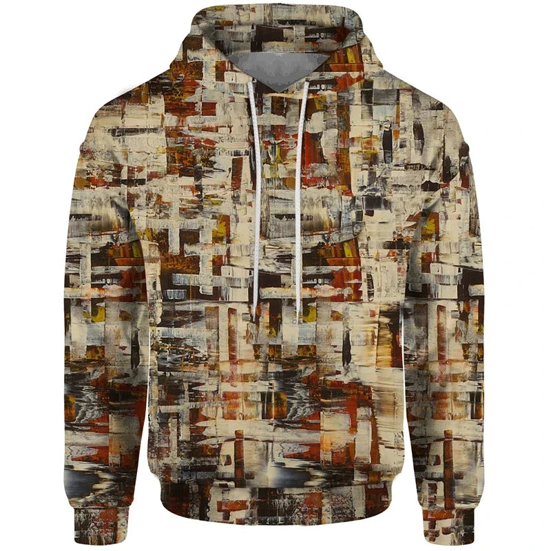 Hoodie met patchworkpatroon en capuchon