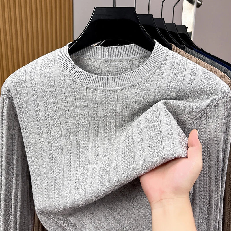 Unisex shirt met lange mouwen, ronde hals, fijngebreid, met patroon