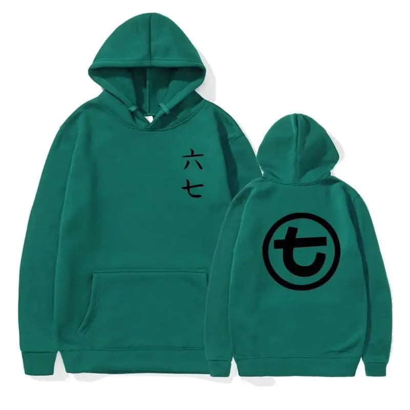 Hoodie met Chinese karakters en rond symbool, effen