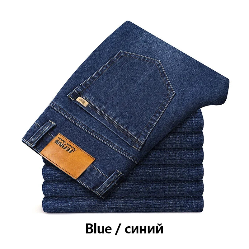 Herenjeans met klassieke pasvorm blauw zwart