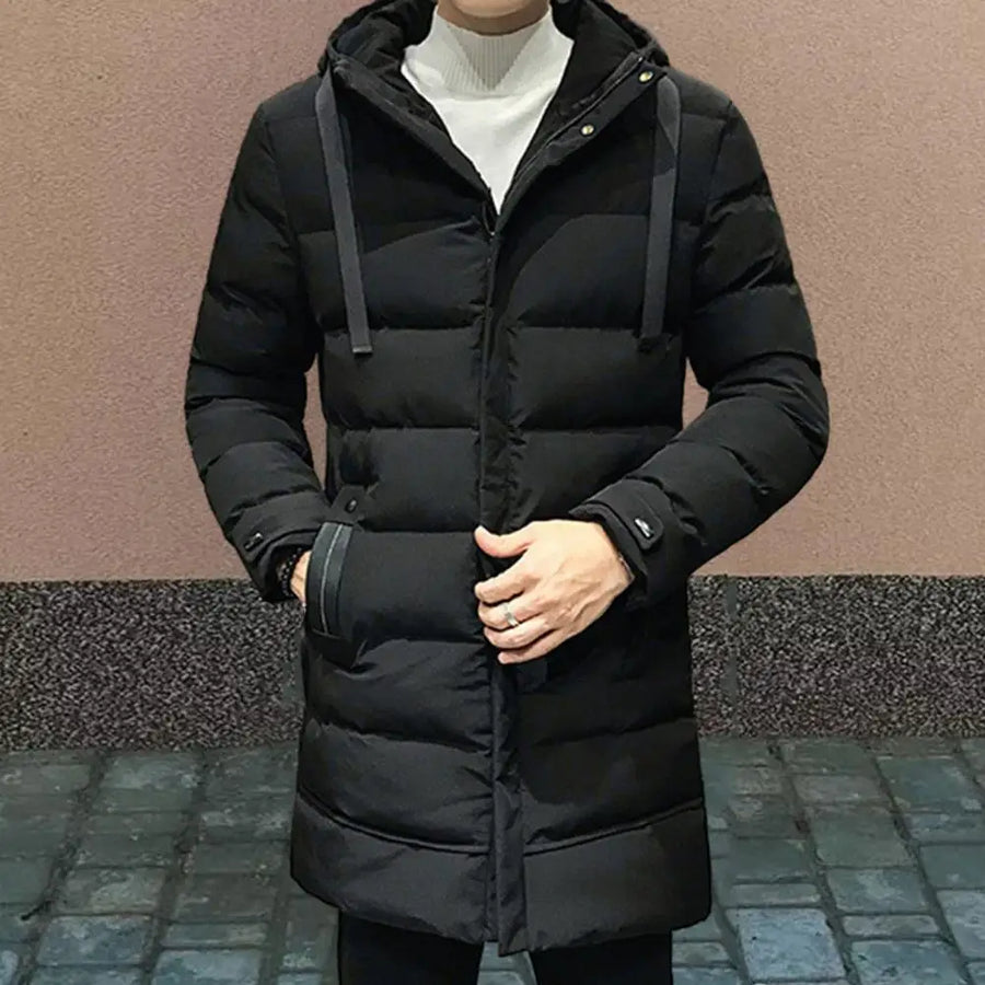 Herren Winterparka Steppmantel mit Kapuze Lang Grau