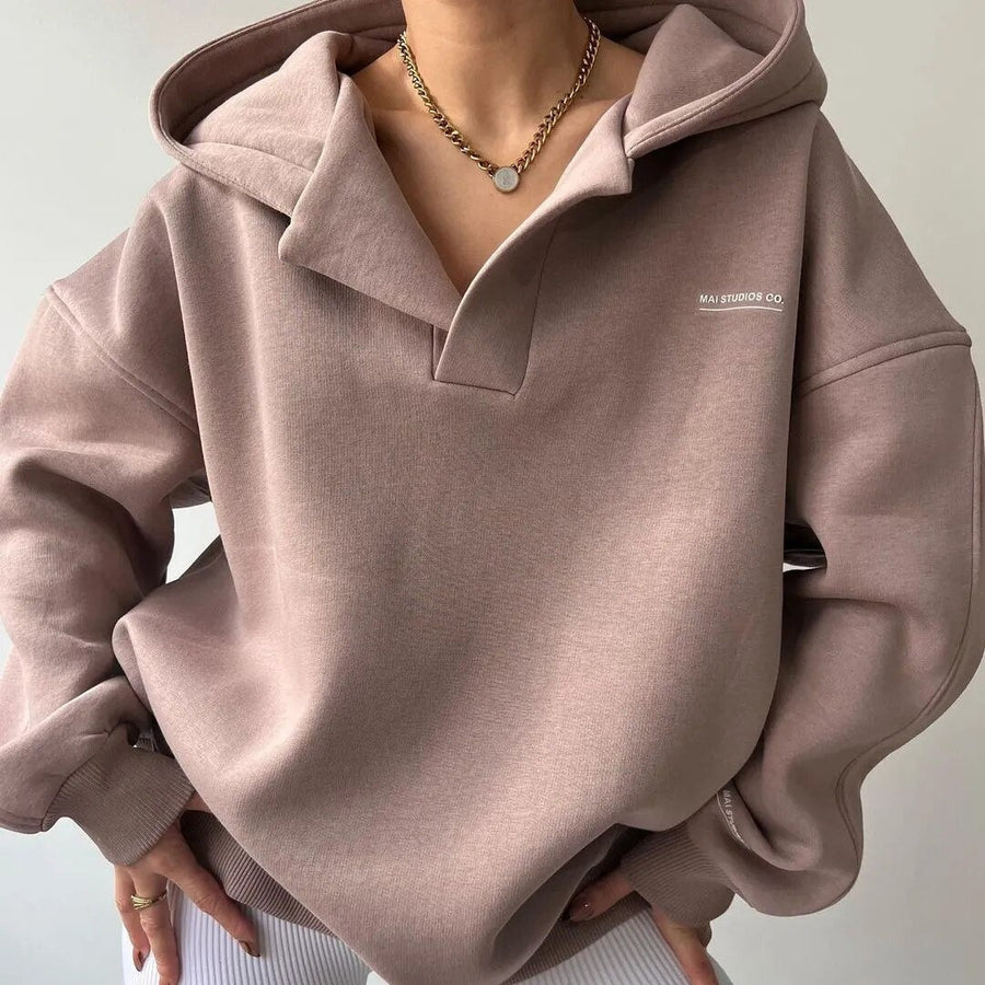 Unisex Oversize Hoodie mit Kragen und Kapuze