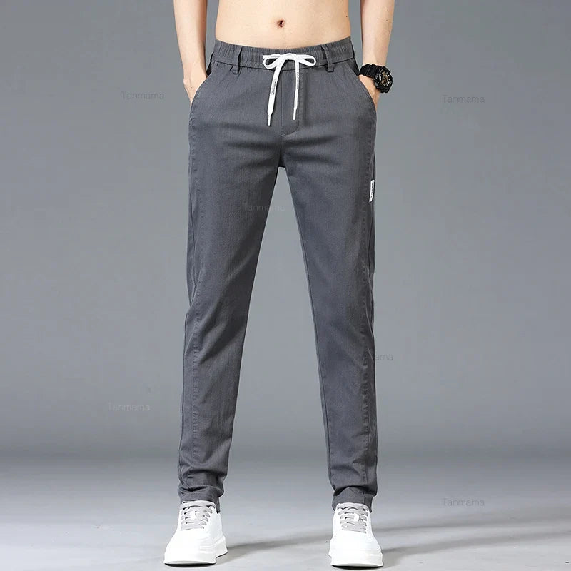 Vrijetijdsbroek voor heren met trekkoord en elastische tailleband, slim fit