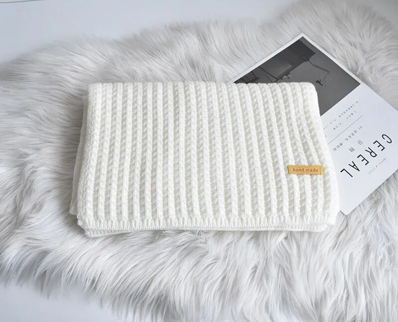Unisex Winter Schal Gerippt Strick Schal mit „Handmade“ Etikett in verschiedenen Farben
