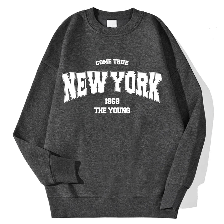 Unisex sweatshirt met lange mouwen, ronde hals en logo-opdruk, casual top