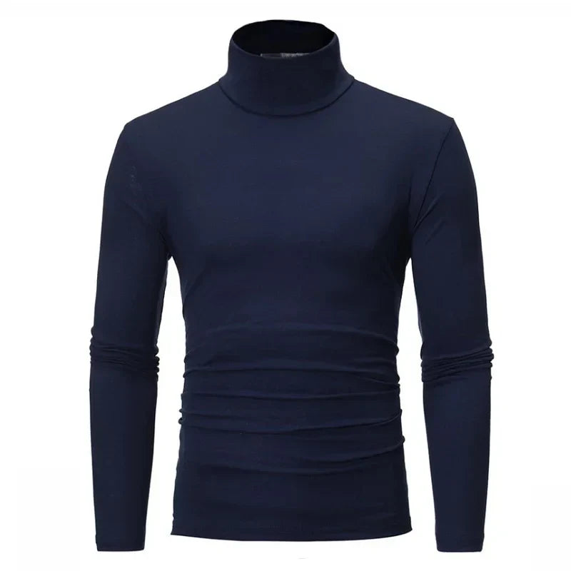 Heren colshirt met lange mouwen, nauwsluitend, effen