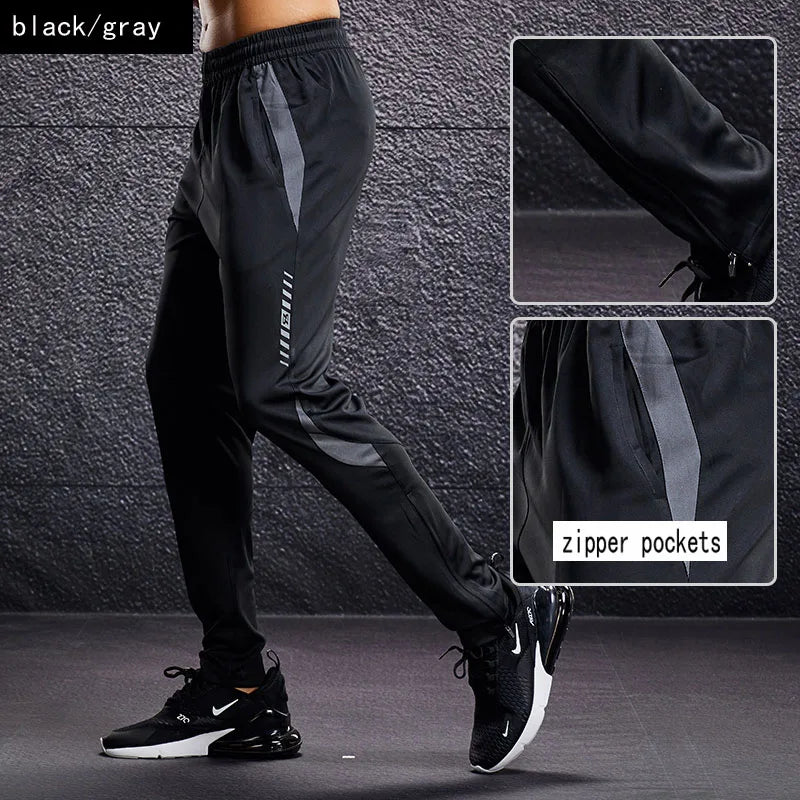 Herren Sport Trainingshose Schwarz mit Farbstreifen Jogginghose Reißverschlusstaschen