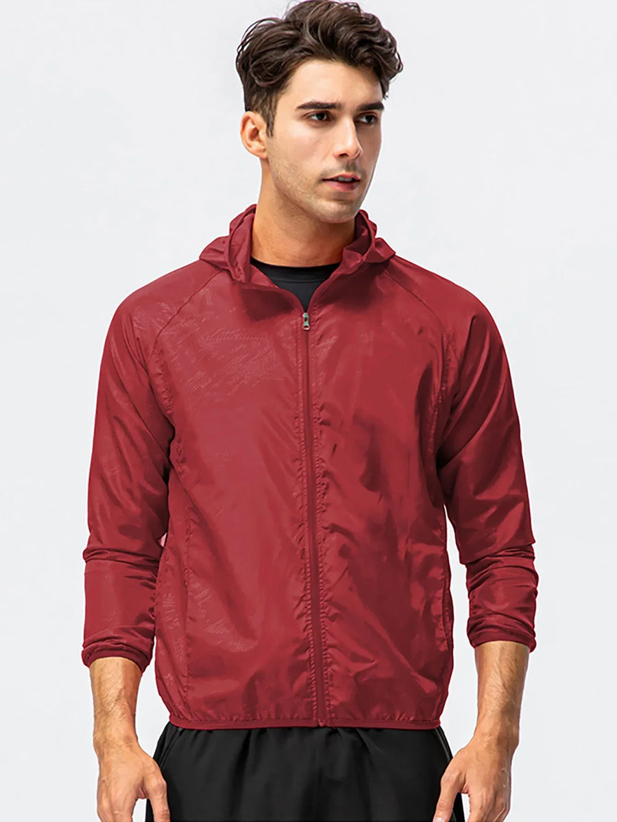 Leichte Kapuzenjacke Windbreaker Faltbar mit Reißverschluss Sportlich Unisex