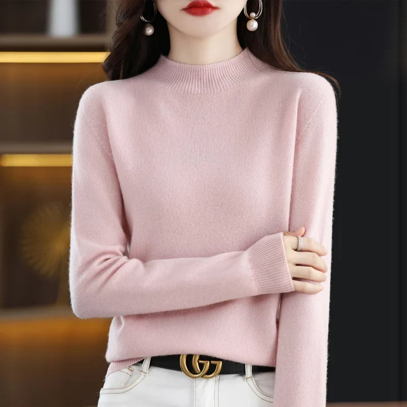 Damen Pullover mit Stehkragen Langarm