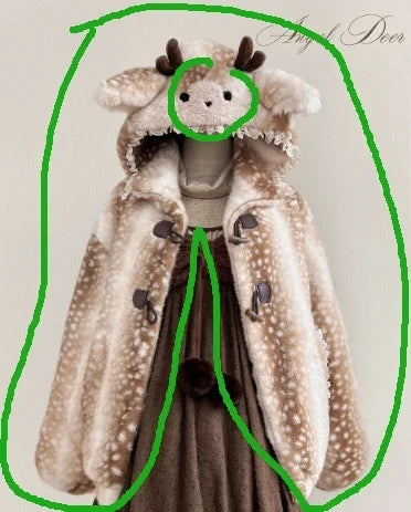 Damen Reh-Fleecejacke mit Kapuze und Geweih, gefleckt