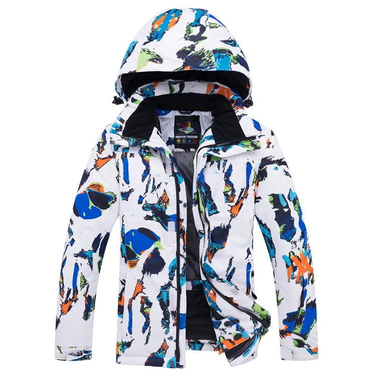 Unisex Outdoorjacke mit Kapuze, bunter Druck