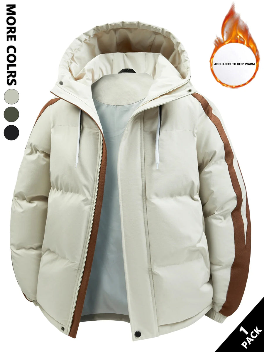Unisex Winter Steppjacke mit Kapuze und Streifen