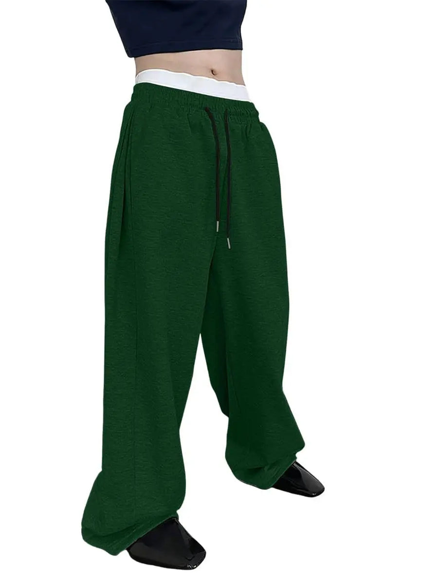 Zwarte unisex joggingbroek met wijde pijpen en trekkoord