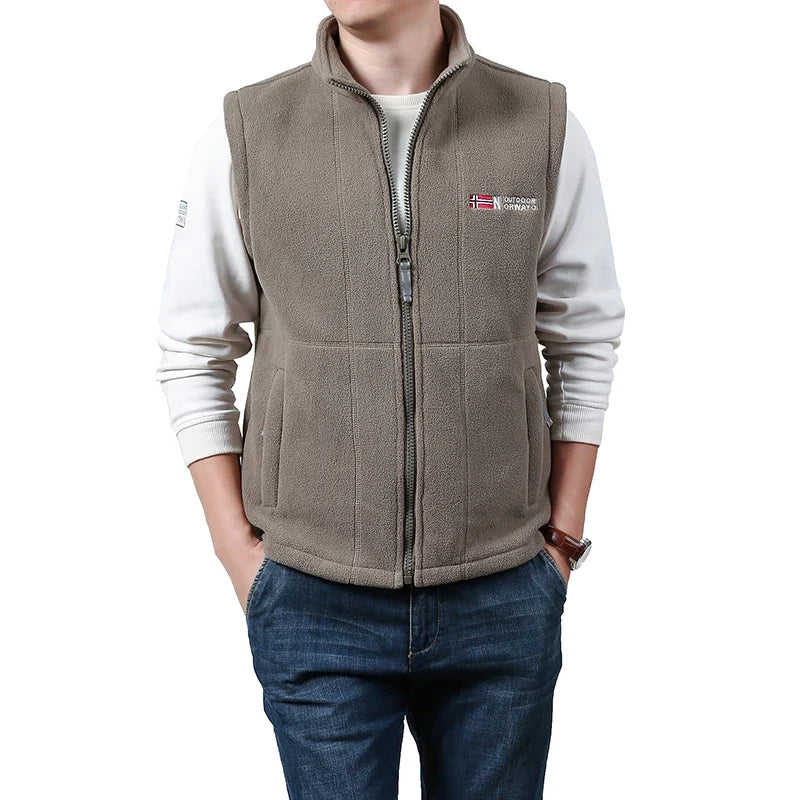 Fleece Weste mit Stehkragen und Reißverschlusstaschen