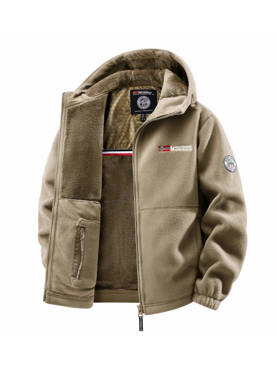 Herren Winter Fleecejacke mit Kapuze und Reißverschluss, gefüttert