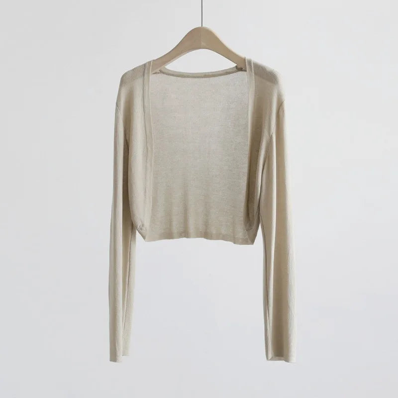 Damen Kurzarm Bolero Cardigan Strickjacke Leicht Sommerlich