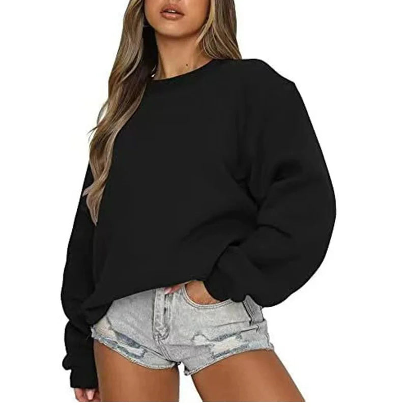 Oversized damessweatshirt met ronde hals en lange mouwen, casual trui