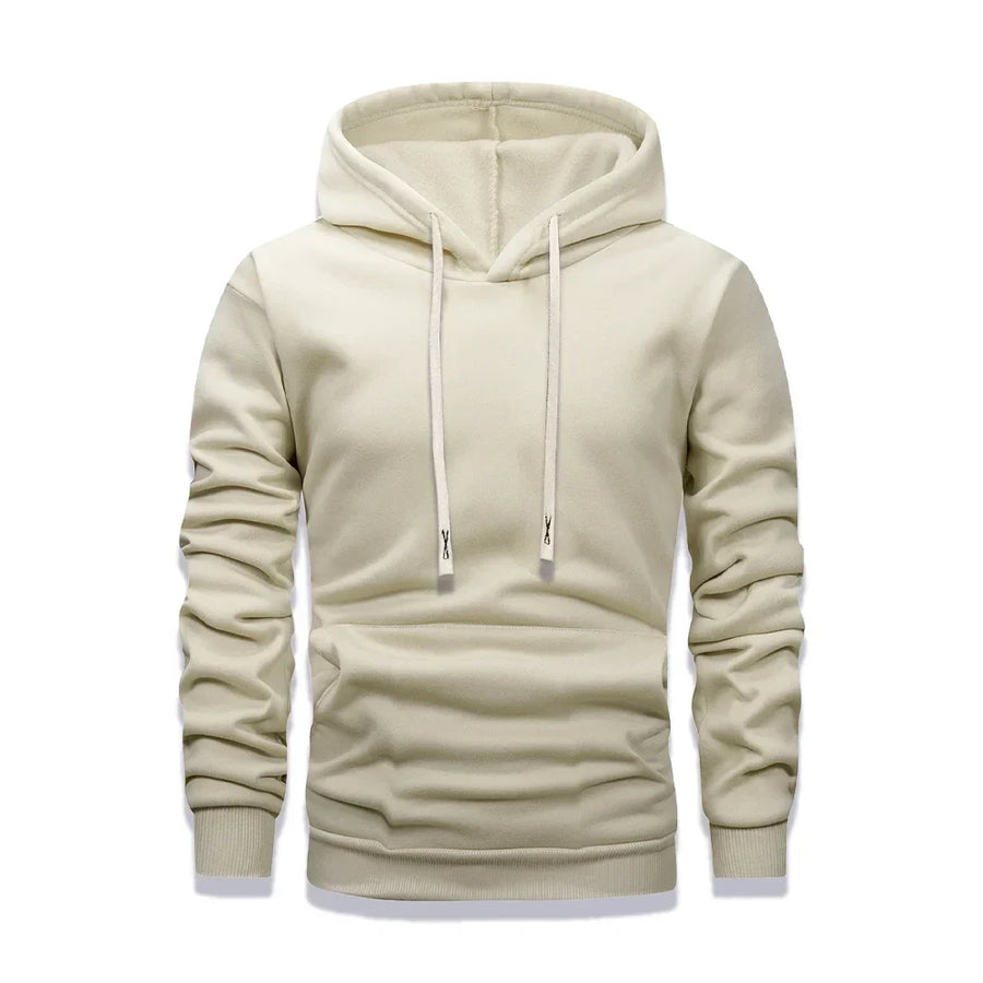 Herenhoodie met capuchon, kangoeroezak, effen kleur