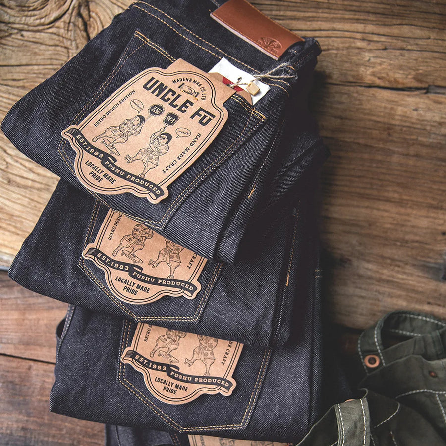 Donkerdenim jeans voor heren, straight fit, met omgeslagen zoom